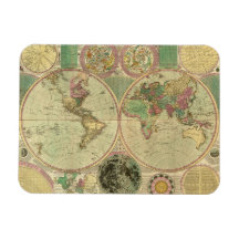 Antique World Map by Carington Bowles, circa 1780 Magnets