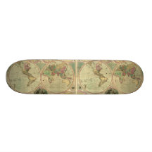Antique World Map by Carington Bowles, circa 1780 Custom Skate Board