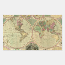 Antique World Map by Carington Bowles, circa 1780 Stickers