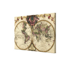 Antique World Map by Guillaume de L'Isle, 1720 Canvas Prints