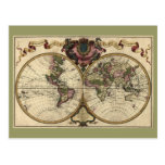 Antique World Map by Guillaume de L'Isle, 1720 Postcards
