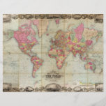 Antique World Map by John Colton, circa 1854 Flyer