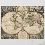 Antique World Map by Nicolao Visscher, circa 1690 Full Colour Flyer