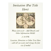Antique World Map by Nicolao Visscher, circa 1690 Custom Invite