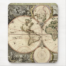 Antique World Map by Nicolao Visscher, circa 1690 Mouse Pads