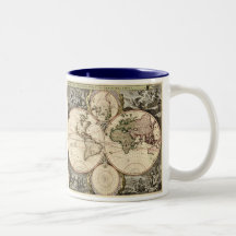 Antique World Map by Nicolao Visscher, circa 1690 Coffee Mug