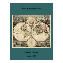 Antique World Map by Nicolao Visscher, circa 1690 Postcards