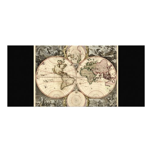 Antique World Map by Nicolao Visscher, circa 1690 Personalized Rack Card