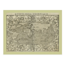 Antique World Map by Sebastian Münster circa 1560 Postcard