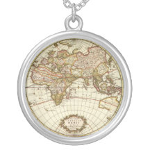 Antique World Map, c. 1680. By Frederick de Wit Custom Necklace