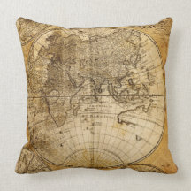 Antique World Map Custom Pillow