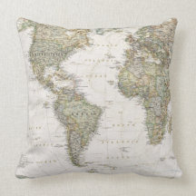 Antique World map throw pillow
