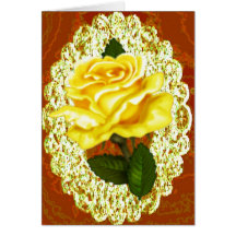 Antique Yellow Rose Greeting Card.
