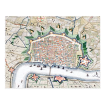 Antwerp, Antwerpen - Belgium Antique Map Post Card