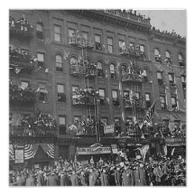 Anxious crowds gathered in the streets art photo