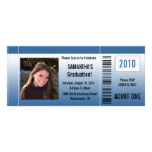 Any Year~ Blue Party Ticket Invitation with Photo
