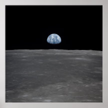 Apollo 11 view of Earth Rising above the Moon Print