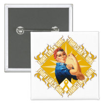 Appendix Cancer Fight Rosie The Riveter Pinback Buttons