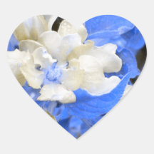 Apple Blossoms- blue and brown Heart Sticker