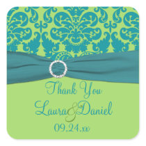 Apple Green and Turquoise Wedding Favour Sticker