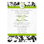 Apple Green Damask Swirls Wedding Invitation
