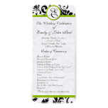 Apple Green Trim Black Damask  Wedding Program Personalised Invite