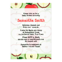 Apple Themed Baby Shower Invitation