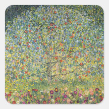 Apple Tree by Gustav Klimt, Vintage Victorian Art Square Sticker