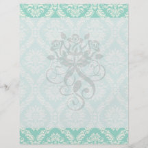 aqua and cream fleur elegant damask flyer