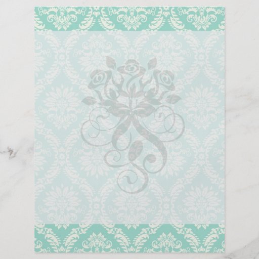 aqua and cream fleur elegant damask flyer
