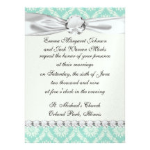 aqua and cream fleur elegant damask invitation