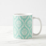 aqua and cream fleur elegant damask mug