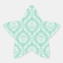 aqua and cream fleur elegant damask stickers