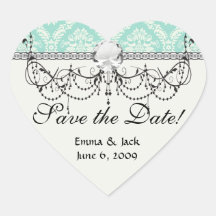 aqua and cream fleur elegant damask stickers