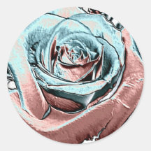 Aqua and Pink "coloured foil" rose Sticker
