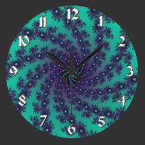 Aqua and Purple Fractal Swirl Wall Clock wall clocks