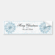 Aqua and Silver Snowflake Graphic on White Bumper Stickers