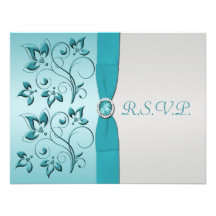 Aqua and Silver Sweet 16 RSVP Card Personalized Announcements