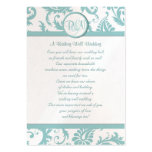 Aqua and White Damask Aqua Trim Wishing Well Business Cards