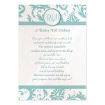 Aqua and White Damask Aqua Trim Wishing Well Business Card Templates