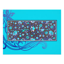Aqua Bird Flourish Indian Wedding Invitation RSVP