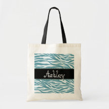 Aqua Blue and Black Zebra Print Wedding Collection Bags