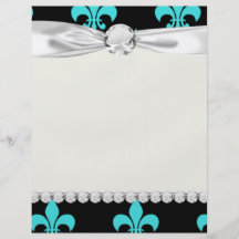aqua blue fleur de lis pattern full colour flyer