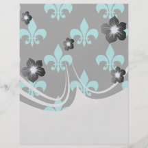 aqua blue fleur de lis pattern full colour flyer