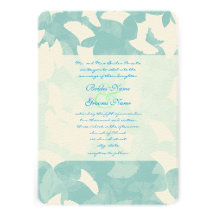 Aqua Blue Leaves Wedding Invitation