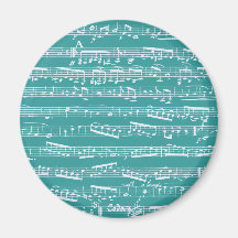 Aqua Blue music notes Refrigerator Magnets