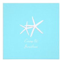Aqua Blue Starfish Beach Wedding Invitations