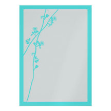 Aqua Blue Wild Flower Branch Wedding Invitation