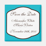 Aqua Brown & White Save the Date Magnet