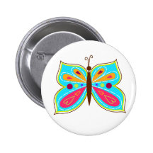 Aqua Butterfly Button